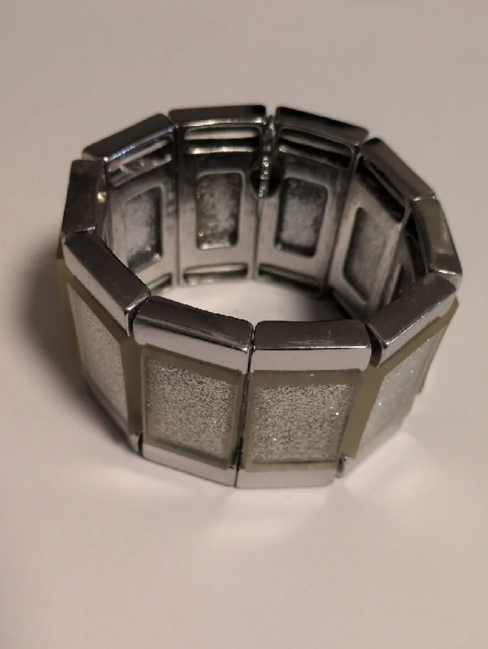Traci Lynn Silver Tone Stretch Bracelet Band with Glitter‎ Panels